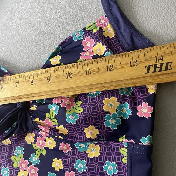 Tu Women’s Halter Swimsuit US 8 10 Floral Print Purple Padded Bust 12 UK - Picture 7 of 10